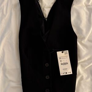 Zara Black Button-Up Vest blazer size XS NEW